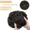 Mens Toupee Human Hair Topper Hairpiece for Men 8x10 PU Thin Skin System Indian Virgin Human Hair 130% Density 6 Long Curly Men's Hairpiece Replacement Wig -Medium Brown (2)