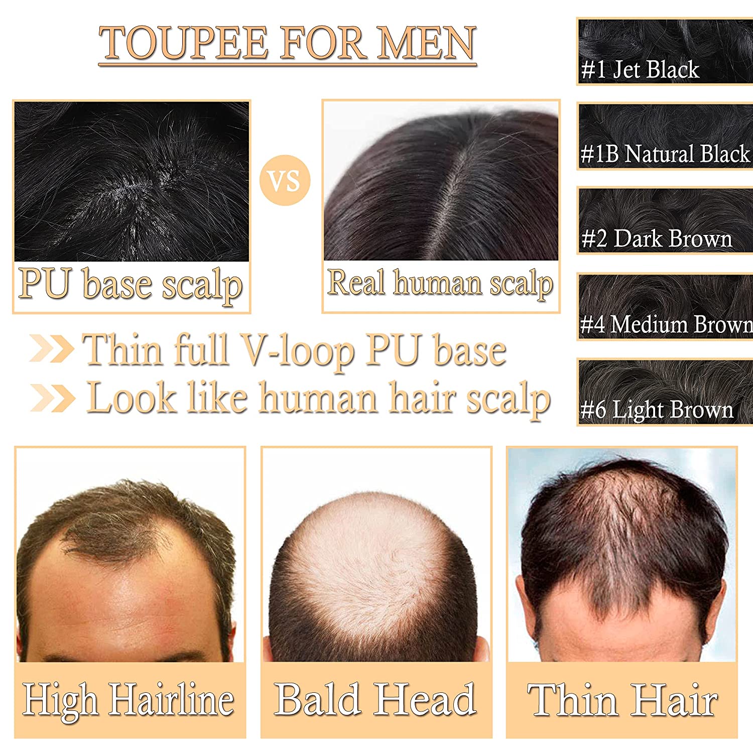 men s toupee real hair