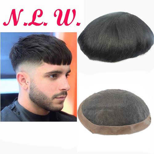 . Free Style 100% Human Hair pieces Mono Lace Top and PU Perimeter  Toupee for men Hair Replacement System 9×7″ base size . Hair
